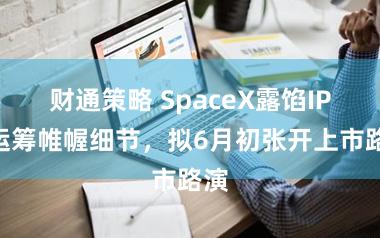 财通策略 SpaceX露馅IPO运筹帷幄细节,拟6月初张开上市路演