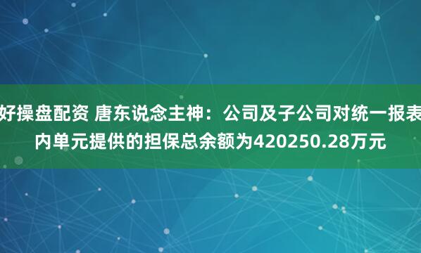 好操盘配资 唐东说念主神：公司及子公司对统一报表内单元提供的担保总余额为420250.28万元