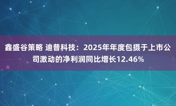 鑫盛谷策略 迪普科技：2025年年度包摄于上市公司激动的净利润同比增长12.46%
